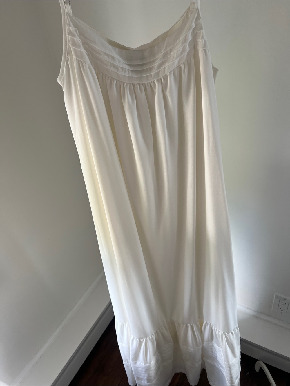 The ACQUA Brand Cream Maxi Slip Dress with Pleated Yoke